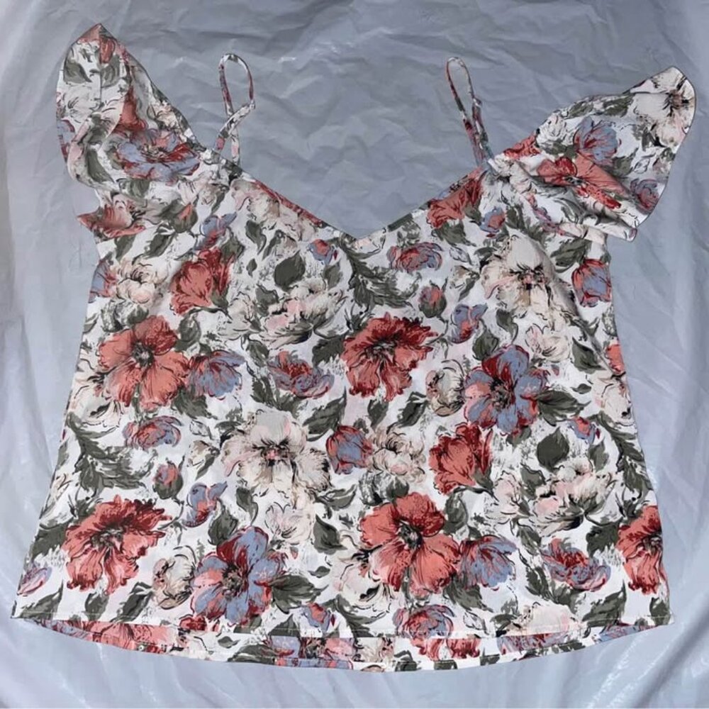 Floral Print Cold Shoulder Summer Blouse, size 12